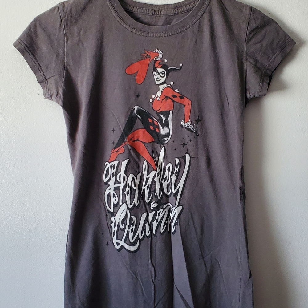 Womans DC Comics T-Shirt Harley Quinn Gray Size S